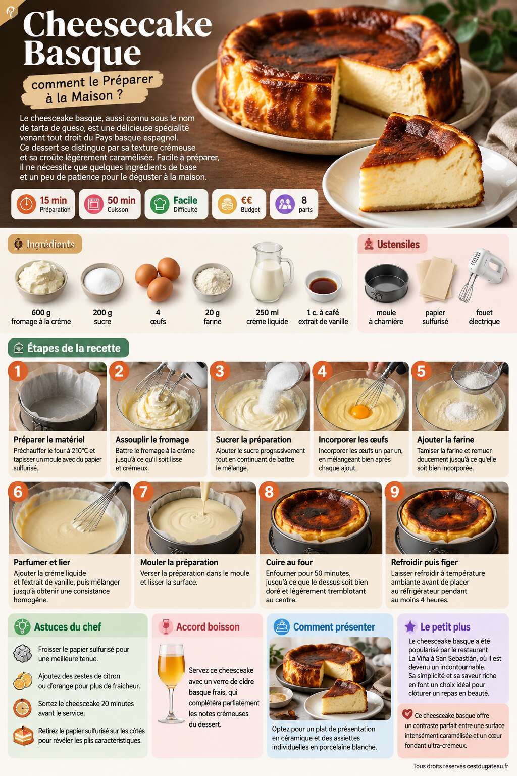 Fiche recette Recette Cheesecake Basque : comment le Pr&eacute;parer &agrave; la Maison ?