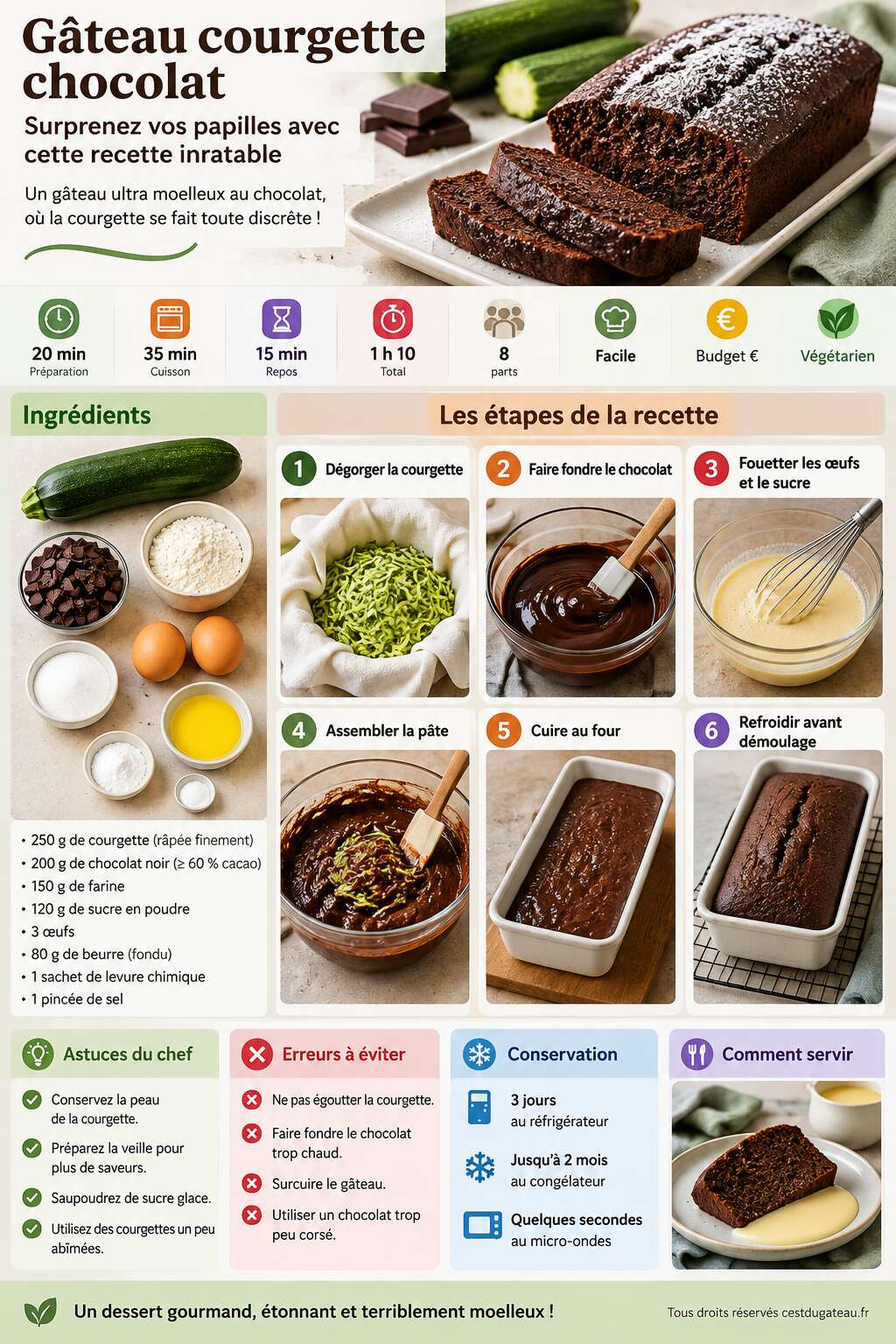 Fiche recette Gâteau courgette chocolat : surprenez vos papilles avec cette recette inratable Fiche recette Gâteau courgette chocolat : surprenez vos papilles avec cette recette inratable