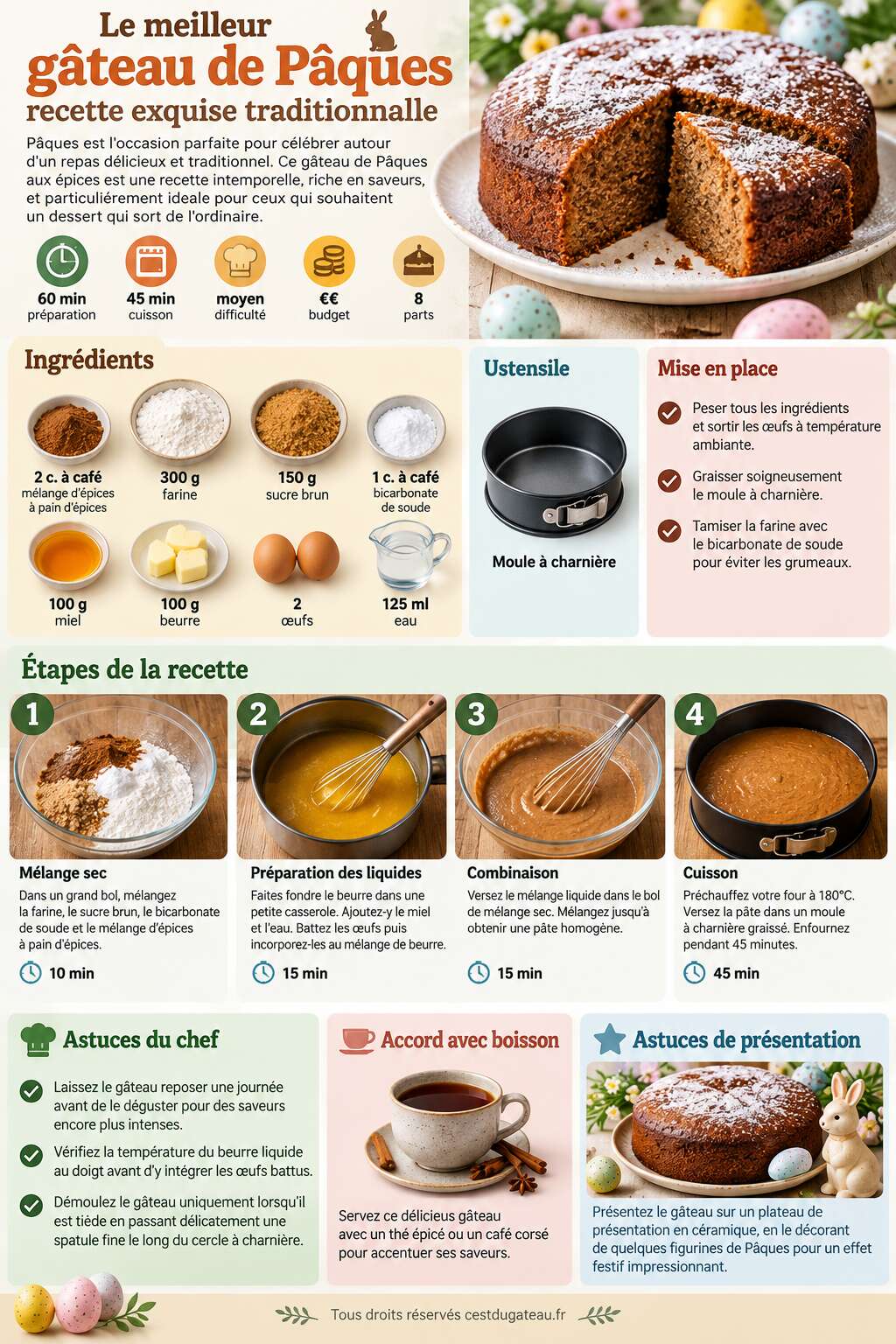 Fiche recette Le meilleur g&acirc;teau de P&acirc;ques : recette exquise traditionnelle