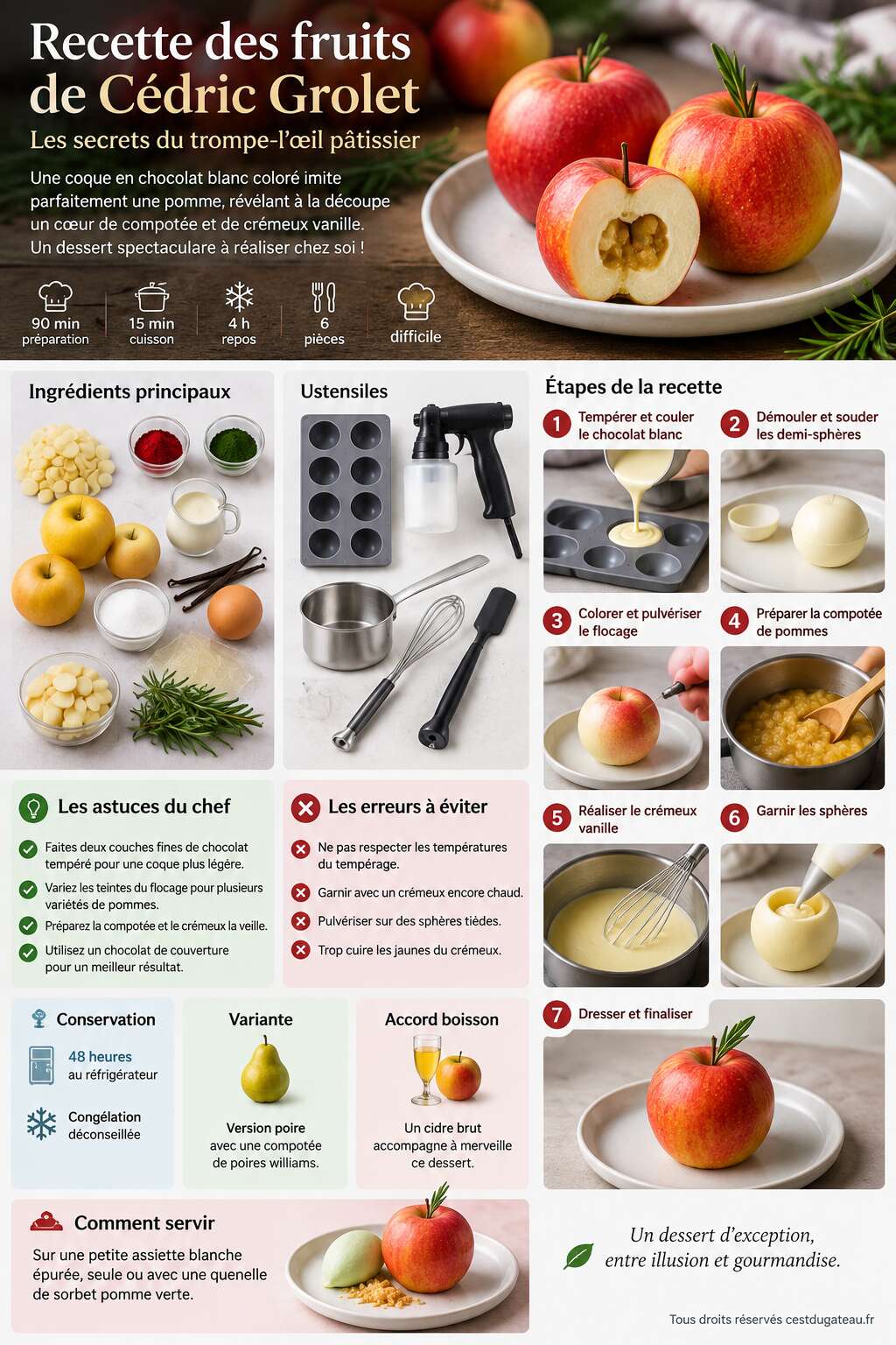 Fiche recette Recette des fruits de Cédric Grolet : les secrets du trompe-l'œil pâtissier Fiche recette Recette des fruits de Cédric Grolet : les secrets du trompe-l'œil pâtissier