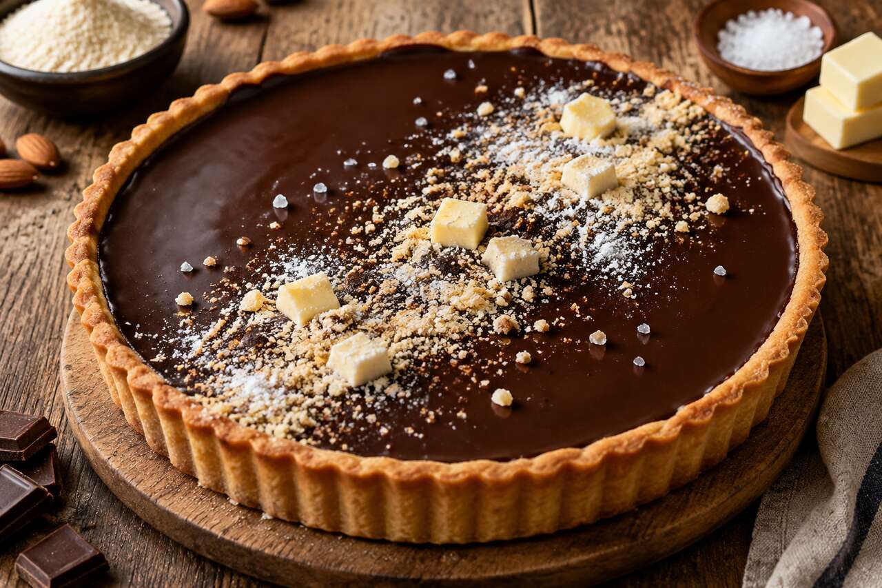 Tarte au chocolat fondante : recette de pâte sablée et ganache onctueuse