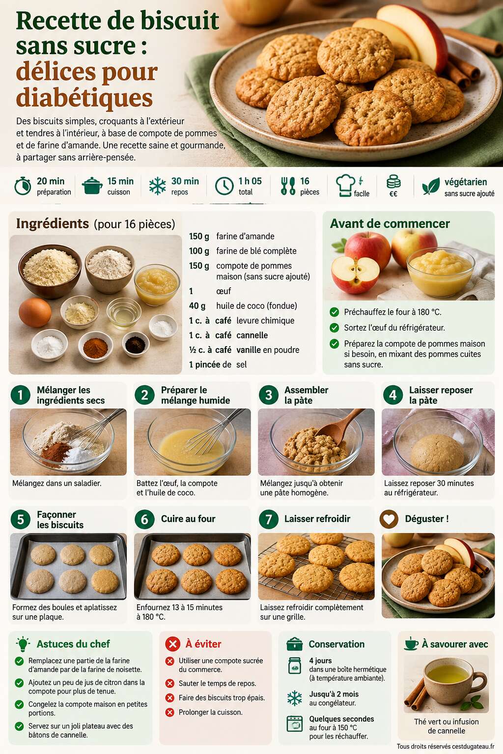 Fiche recette Recette de biscuit sans sucre : délices pour diabétiques Fiche recette Recette de biscuit sans sucre : délices pour diabétiques