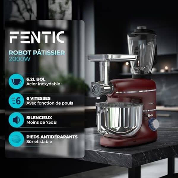Découvrez notre test complet du robot pâtissier Fentic 6 en 1 rouge : puissance, polyvalence et fonctionnalités pour vos préparations culinaires.