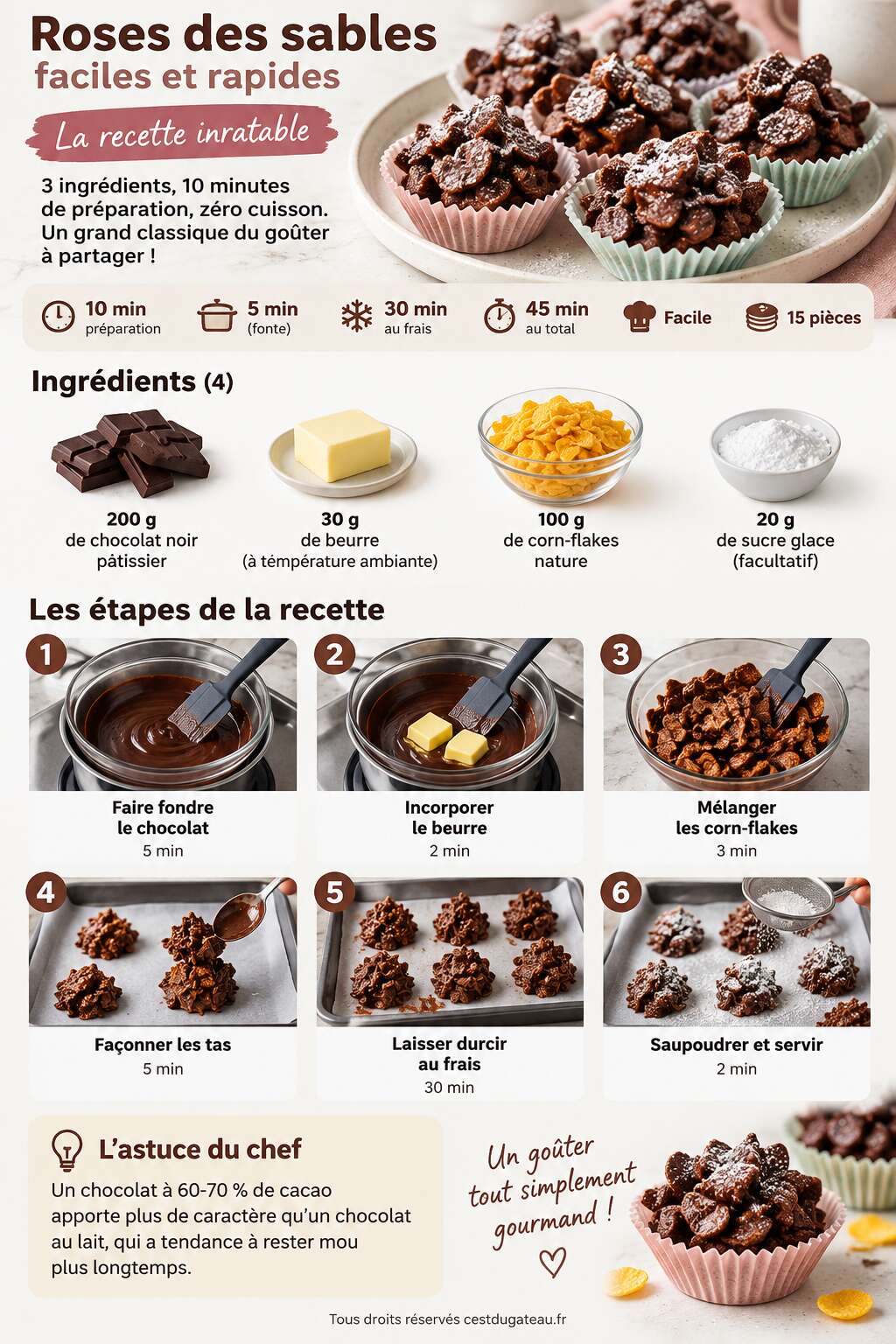 Fiche recette Roses des sables faciles et rapides : la recette inratable Fiche recette Roses des sables faciles et rapides : la recette inratable