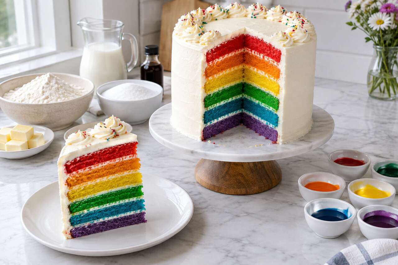 Comment faire un gâteau arc-en-ciel parfait : recette étape par étape