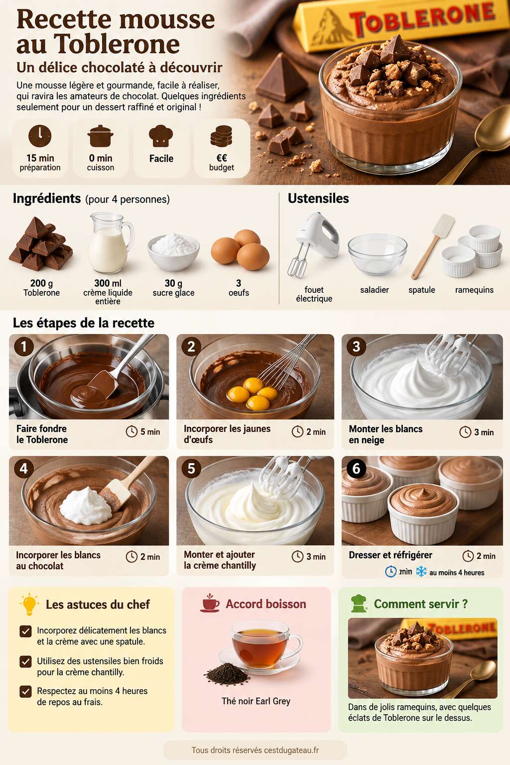 Fiche recette Recette mousse au Toblerone : un délice chocolaté à découvrir Fiche recette Recette mousse au Toblerone : un délice chocolaté à découvrir
