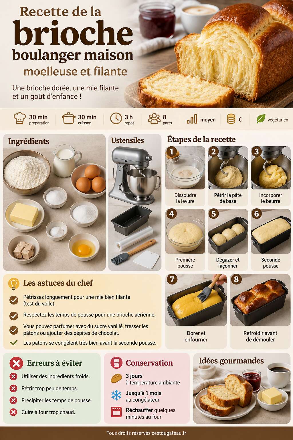 Fiche recette Recette de la brioche boulanger maison moelleuse et filante Fiche recette Recette de la brioche boulanger maison moelleuse et filante