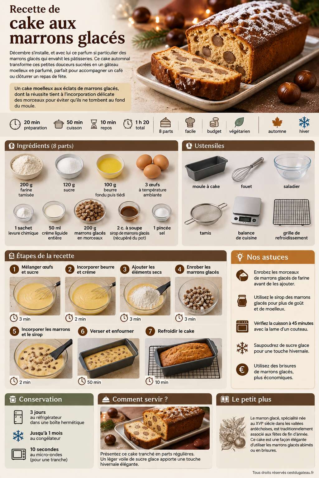 Fiche recette Recette de cake aux marrons glac&eacute;s