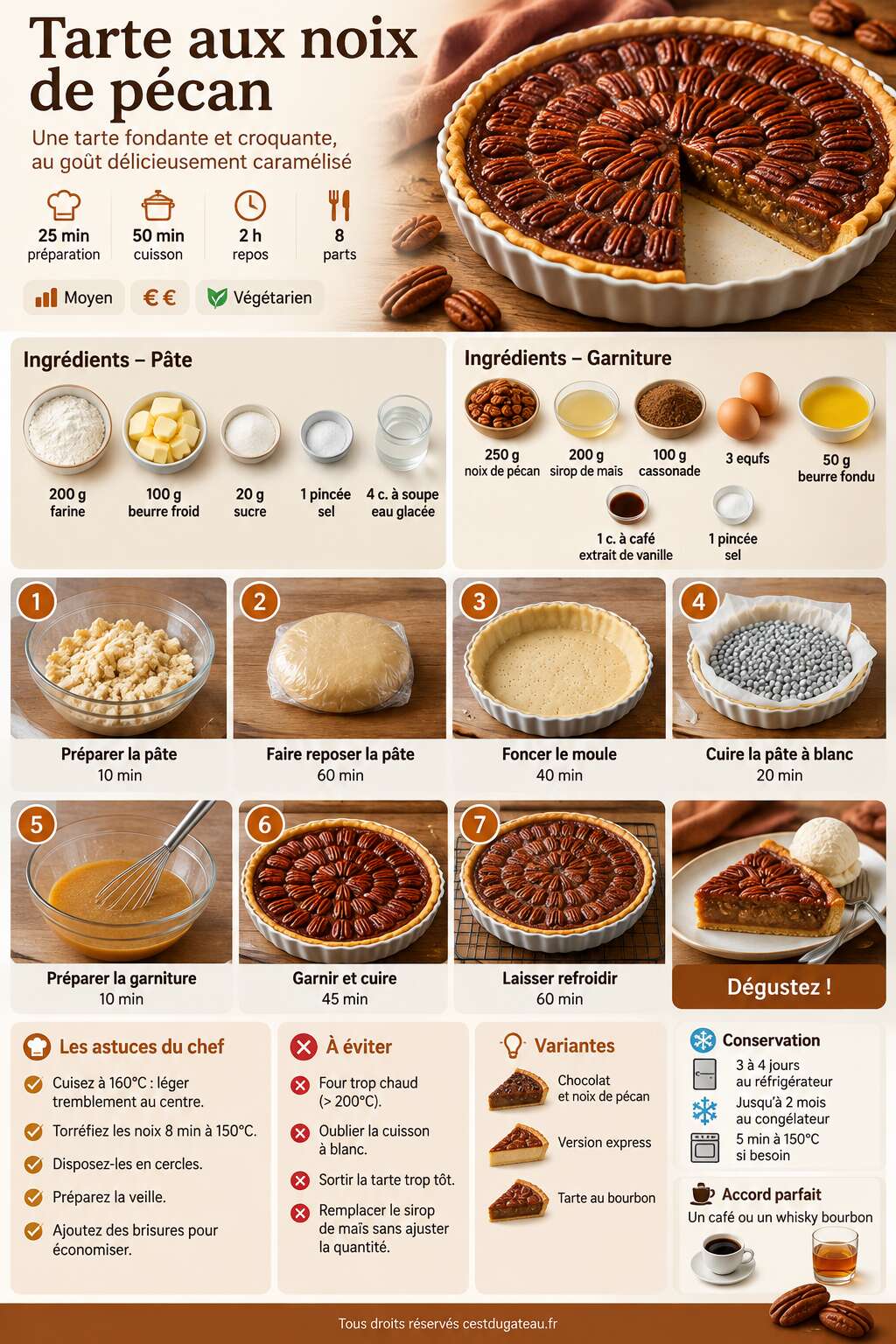 Fiche recette Recette de tarte aux noix de pécan Fiche recette Recette de tarte aux noix de pécan