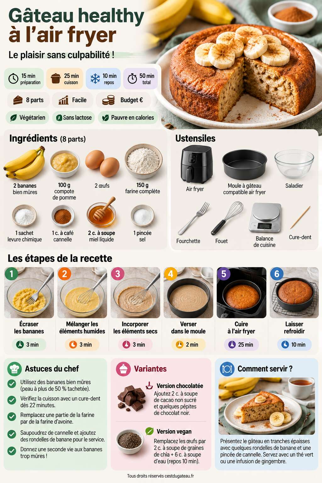 Fiche recette Recette de g&acirc;teau healthy &agrave; l'air fryer : le plaisir sans culpabilit&eacute; !