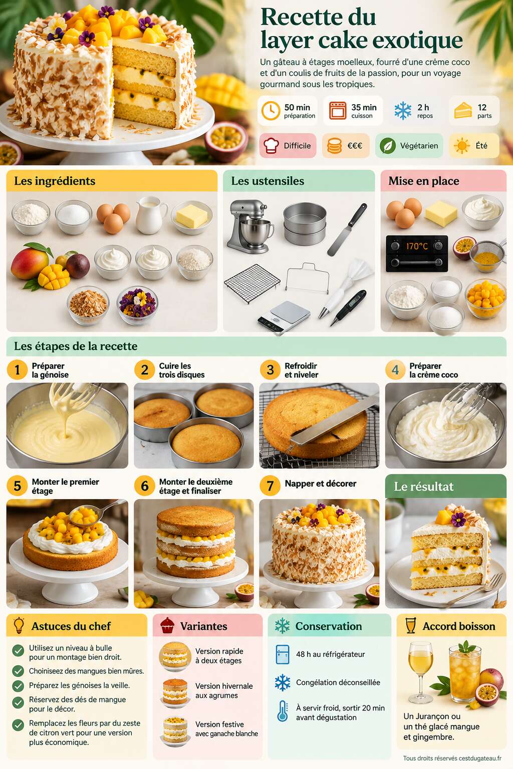 Fiche recette Recette du layer cake exotique