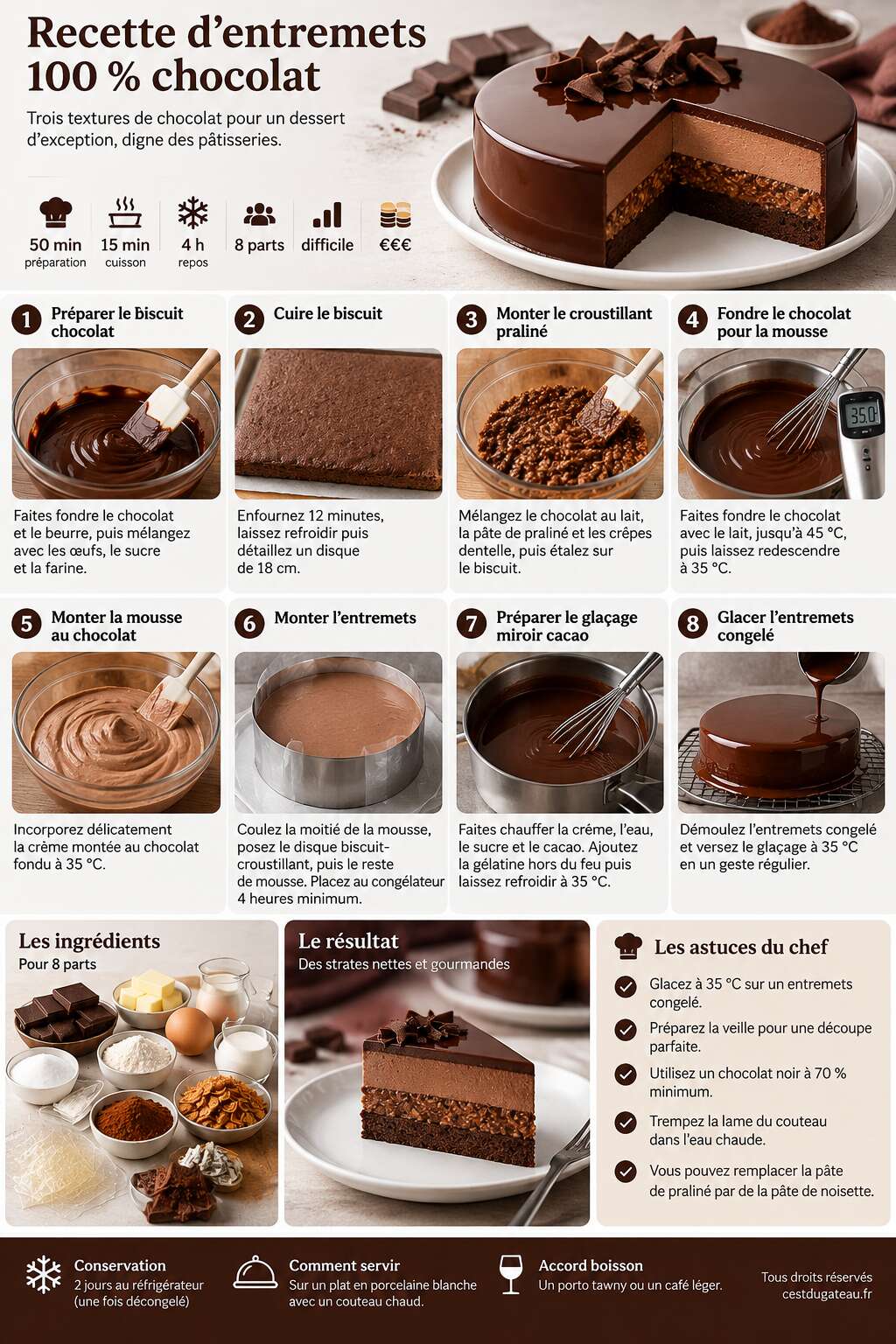 Fiche recette Recette d'entremets 100 % chocolat
