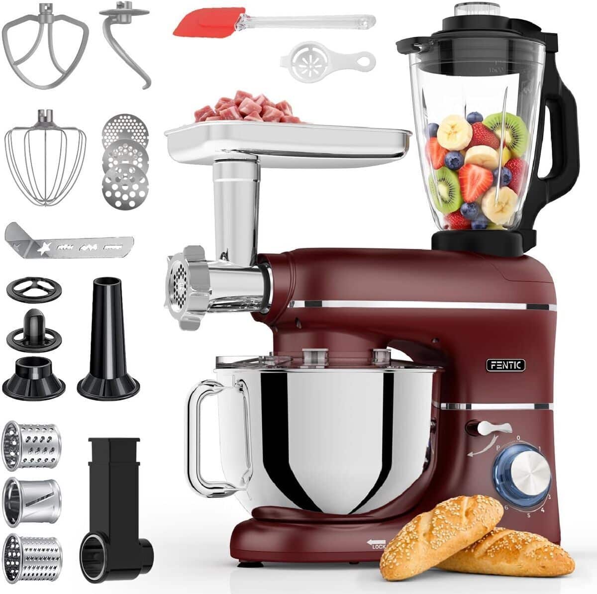 Test du robot pâtissier Fentic 6 en 1 rouge : puissance et polyvalence