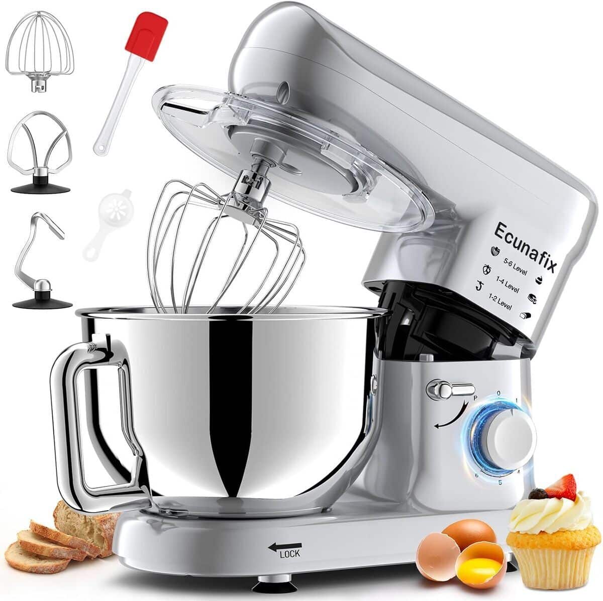 Test : robot pâtissier 2000W multifonctions 6, 5L silencieux